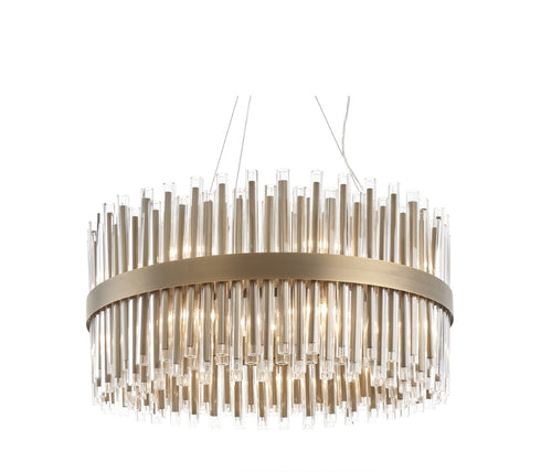 80cm Diameter Chandelier With Clear Glass and Antique Brass Finish