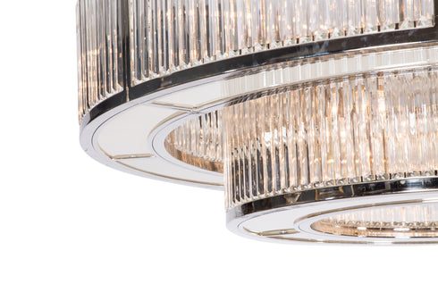 Two Tier Chandelier In Nickel 150cm Diameter Crystal