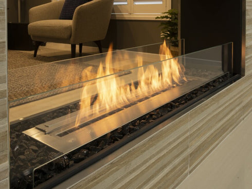 Ecosmart Fire Flex 68SS.BXL Single Sided Fireplace Insert - Black Finish / Stainless Steel Burner - ESF.FX.68SS.BXL