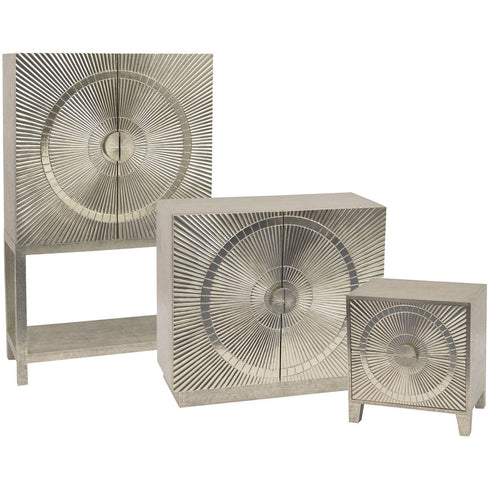 Libra Coco Silver Embossed Metal 2 Door Bar Cabinet
