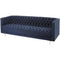 Libra Arya Blue Velvet Button Detail Three Seater Sofa