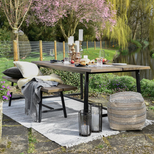Libra Foundry Mindi Wood Bench with Steel Frame