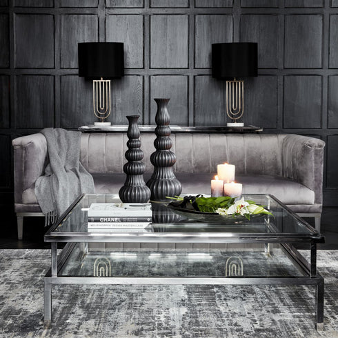 Libra Belgravia Stainless Steel and Glass Square Coffee Table 120x120x42cm