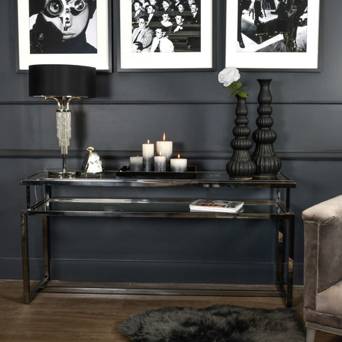 Libra Belgravia Stainless Steel and Glass Console Table 160x45x76cm