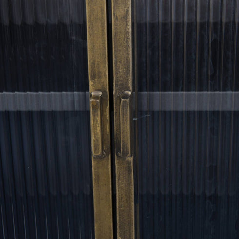 Libra Hartley Iron and Reeded Glass Tall Cabinet