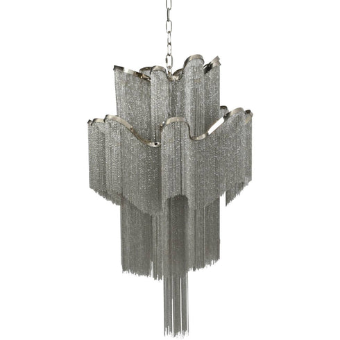 Libra Niagara Silver Chain 12 Light Pendant Lamp Medium