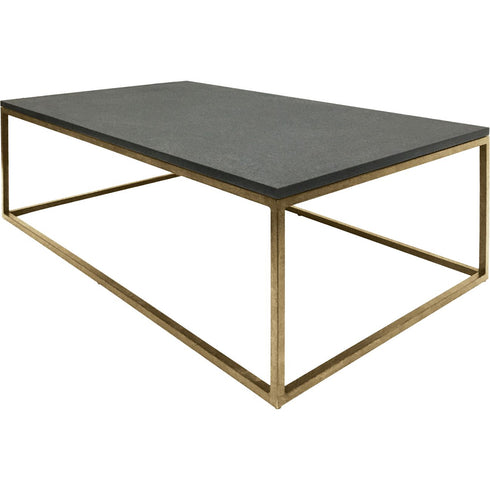 Libra Kirkstone Iron Coffee Table Aged Champagne Finish with Galaxy Slate Top Small 12