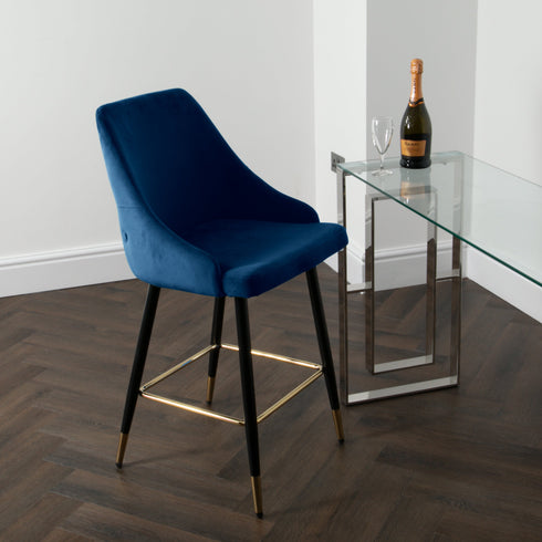 Native Home Lifestyle Chesterfield Navy Blue Kitchen Bar Stools (Set Of 2)