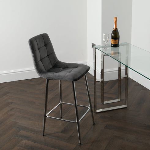 Native Home Lifestyle Squared Grey Kitchen Bar Stools (Set Of 2)