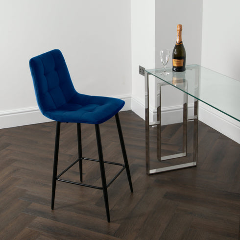 Native Home Lifestyle Squared Navy Blue Kitchen Bar Stools (Set Of 2)