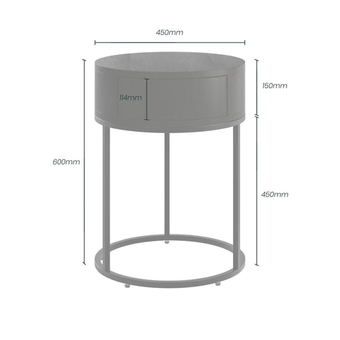 Hampton Round Wooden Bedside – Black
