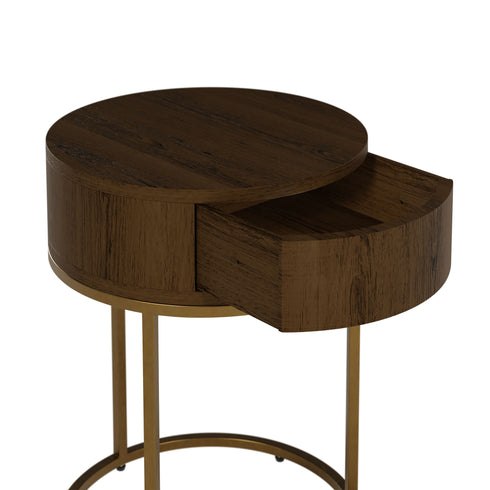 Hampton Round Wooden Bedside – Brown