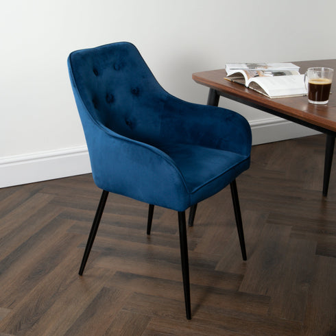 Native Home Lifestyle Chesterfield Navy Blue Dining Chairs (Set Of 2)