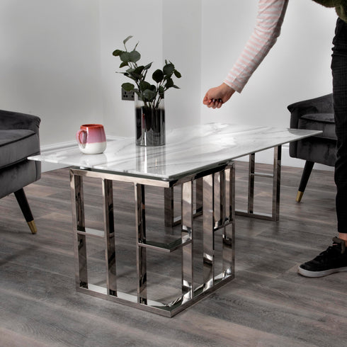 Native Home Lifestyle Marble Glass Manhattan Coffee Table