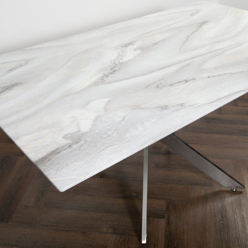 Native Home Lifestyle Silver Plated Marble Glass Dining Table