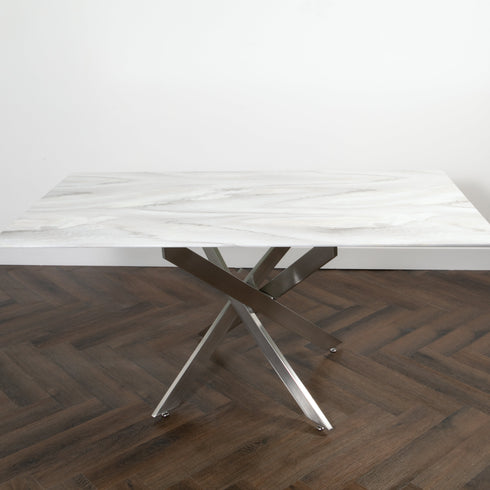Native Home Lifestyle Silver Plated Marble Glass Dining Table