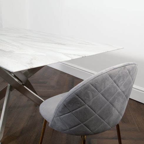 Native Home Lifestyle Silver Plated Marble Glass Dining Table