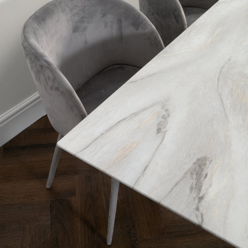 Native Home Lifestyle Silver Plated Marble Glass Dining Table