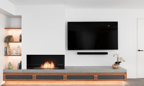 Ecosmart Fire Flex 122RC.BX2 Right Corner Fireplace Insert - Black Finish / Stainless Steel Burner - ESF.FX.122RC.BX2