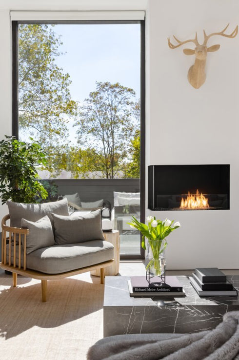 Ecosmart Fire Flex 18LC Left Corner Fireplace Insert - Black Finish / Black Burner - ESF.FX.18LC.B