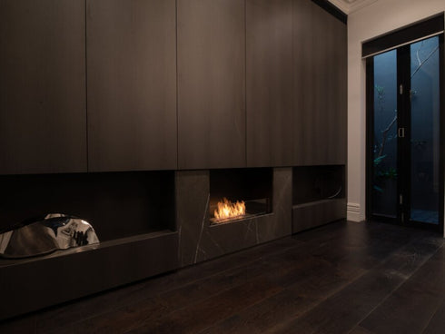Ecosmart Fire Flex 18SS Single Sided Fireplace Insert - Black Finish / Stainless Steel Burner - ESF.FX.18SS