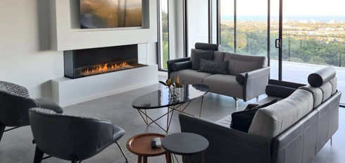 Ecosmart Fire Flex 60BY.BXL Bay Fireplace Insert - Black Finish / Black Burner - ESF.FX.60BY.BXL.B