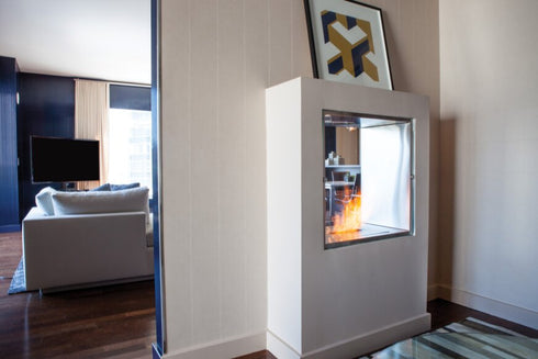 Ecosmart Fire Flex 32DB Double Sided Fireplace Insert - Black Finish / Stainless Steel Burner - ESF.FX.32DB