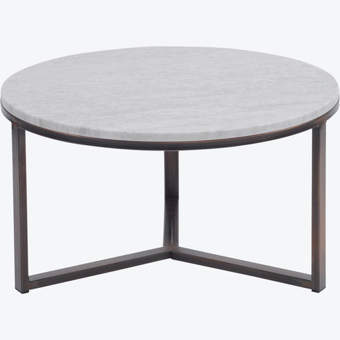 Libra Fitzroy Pale Grey Carrara Marble and Bronze Coffee Table, Large