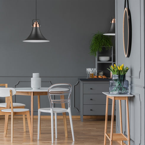 Pendant Luminaire In Matt Black And Copper LL00010