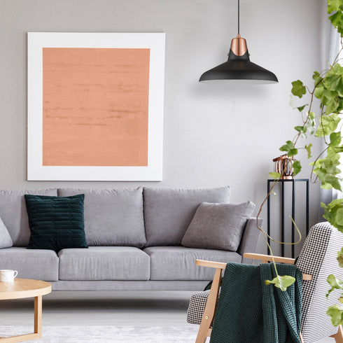 Pendant Luminaire In Matt Black And Copper LL00085