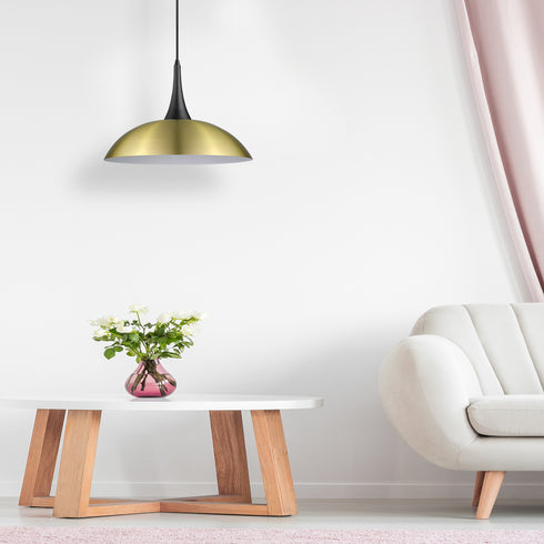 Pendant Luminaire In Antique Brass And Matt Black LL00195
