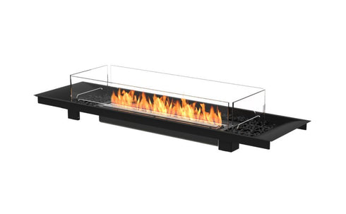 Ecosmart Fire Linear Curved 65 Fire Pit Kit - Black Finish / Black Burner - ESF.B.FPK.LC.65.B
