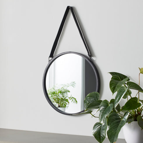 Native Home Lifestyle Round Mirror With Leather Strap