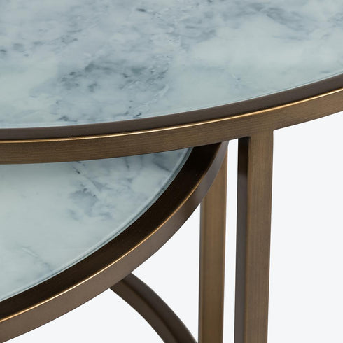 Ropley Nest Coffee Table – White Marble Glass