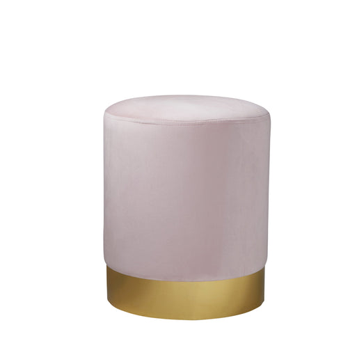 Native Home Lifestyle Round Pastel Pink Velvet Stool - Gold Finish