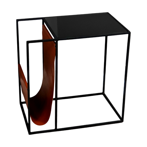 Native Home Lifestyle Leather Magazine Holder Side Table