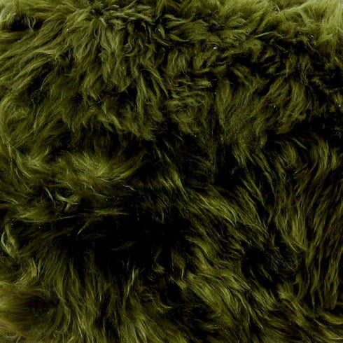 Native Home Lifestyle Olive Green Sheepskin Wood Stool - Woodstain