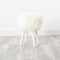 Native Home Lifestyle Natural White Sheepskin Wood Stool - White