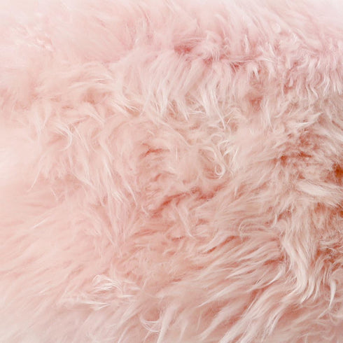 Native Home Lifestyle Blush Pink Sheepskin Wood Stool - Woodstain