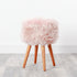 Native Home Lifestyle Blush Pink Sheepskin Wood Stool - Woodstain