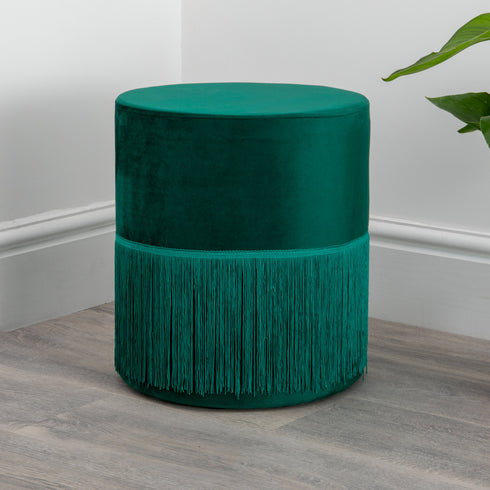 Native Home Lifestyle Round Green Tassles Stool