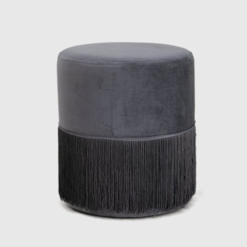 Native Home Lifestyle Round Grey Tassles Stool