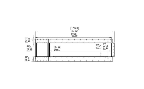 Ecosmart Fire Flex 104LC.BXL Left Corner Fireplace Insert - Black Finish / Stainless Steel Burner - ESF.FX.104LC.BXL