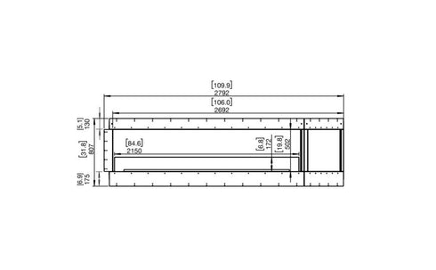 Ecosmart Fire Flex 104RC.BXR Right Corner Fireplace Insert - Black Finish / Stainless Steel Burner - ESF.FX.104RC.BXR