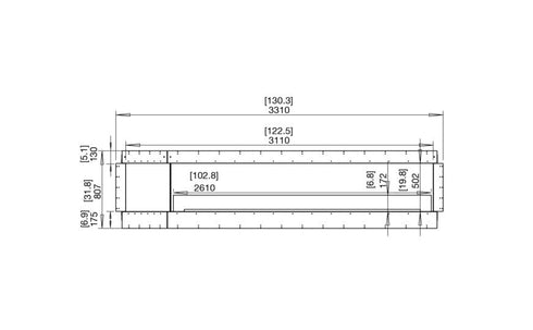 Ecosmart Fire Flex 122DB.BX1 Double Sided Fireplace Insert - Black Finish / Stainless Steel Burner - ESF.FX.122DB.BX1