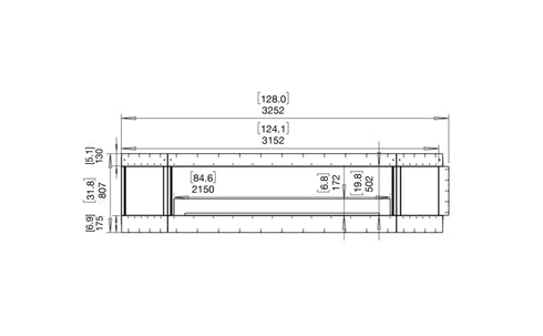 Ecosmart Fire Flex 122LC.BX2 Left Corner Fireplace Insert - Black Finish / Stainless Steel Burner - ESF.FX.122LC.BX2
