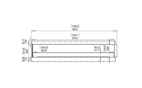 Ecosmart Fire Flex 122LC Left Corner Fireplace Insert - Black Finish / Stainless Steel Burner - ESF.FX.122LC