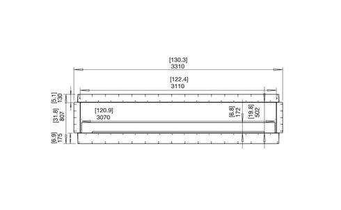 Ecosmart Fire Flex 122SS Single Sided Fireplace Insert - Black Finish / Stainless Steel Burner - ESF.FX.122SS