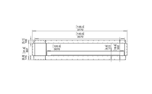 Ecosmart Fire Flex 140DB.BX1 Double Sided Fireplace Insert - Black Finish / Stainless Steel Burner - ESF.FX.140DB.BX1
