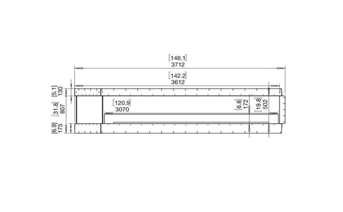 Ecosmart Fire Flex 140PN.BXL Peninsula Fireplace Insert - Black Finish / Stainless Steel Burner - ESF.FX.140PN.BXL